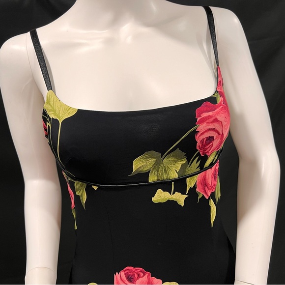 Vintage Mcbling y2k Guess Collection Fitted Floral Black Dress - Picture 2 of 4